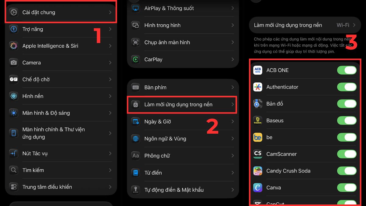 Cách tiết kiệm pin iPhone 13 - Quản lý tính năng làm mới ứng dụng nền