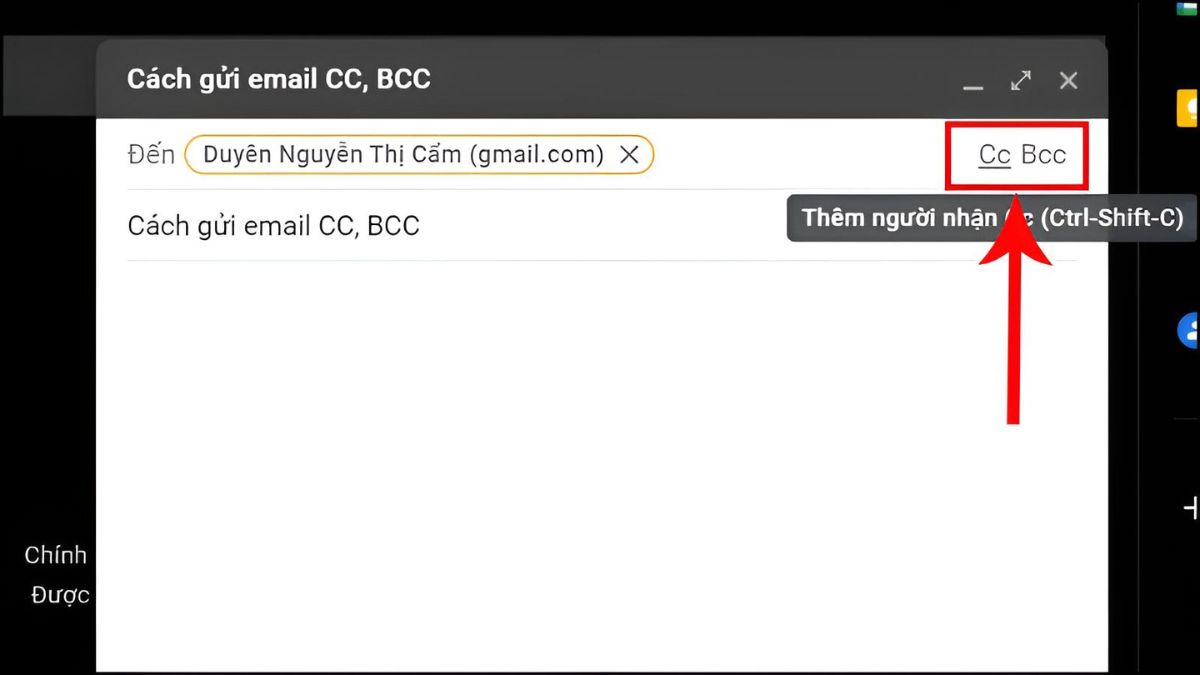 Cách sử dụng CC và BCC trong Gmail - bước 3