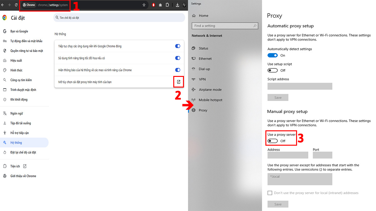  Sửa lỗi ERR_CONNECTION_REFUSED bằng cách điều chỉnh proxy