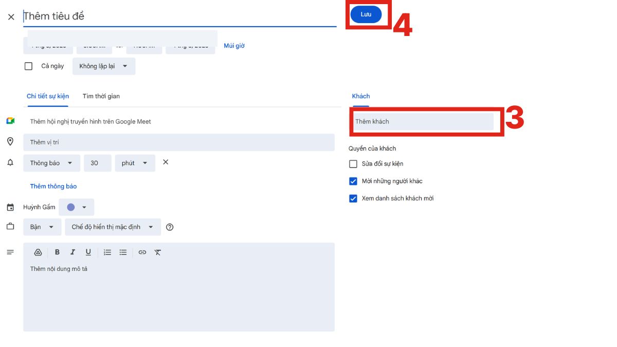 Cách sử dụng Google Calendar đơn giản - bước 3