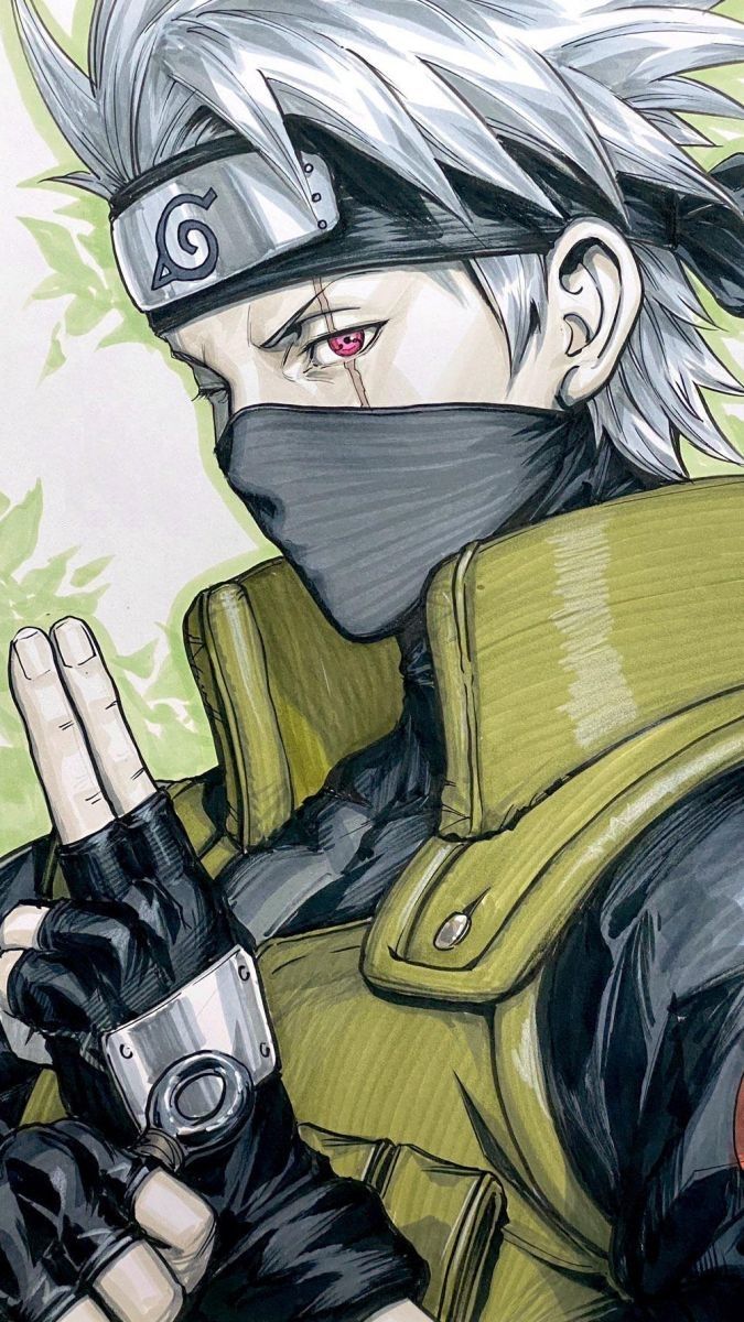 Hình nền Kakashi với nghệ thuật vẽ tay