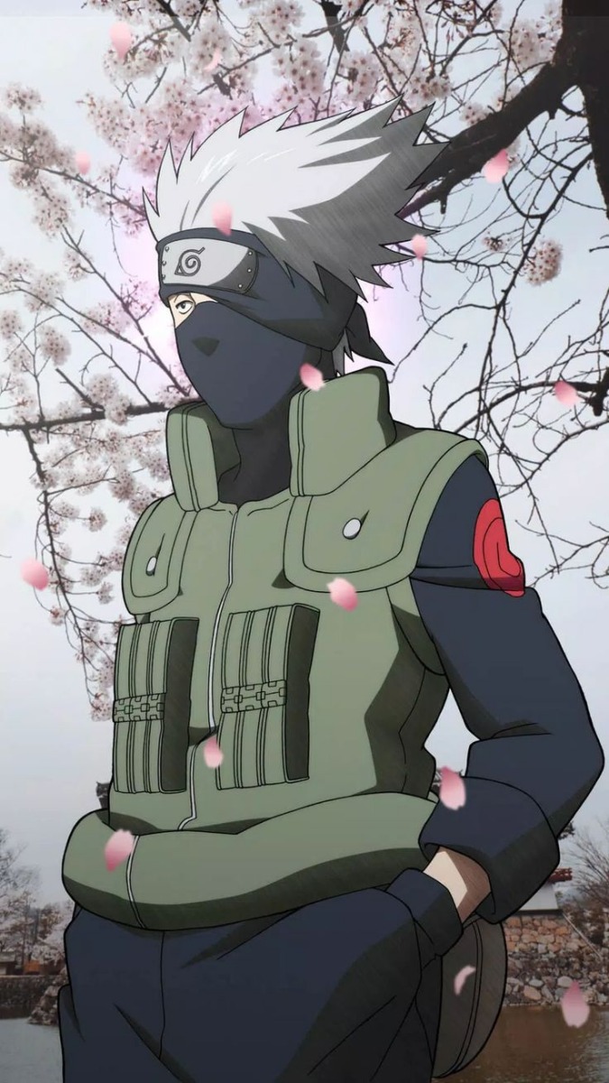 Hình nền Kakashi dưới gốc hoa anh đào