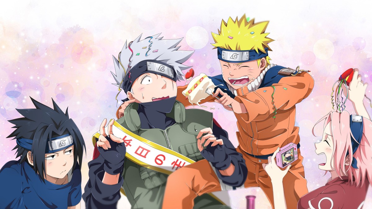 Hình nền Kakashi ăn bánh sinh nhật