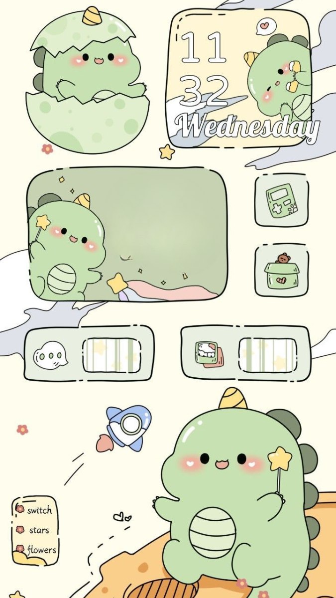 Hình nền Khủng Long chibi phong cách hoạt hình