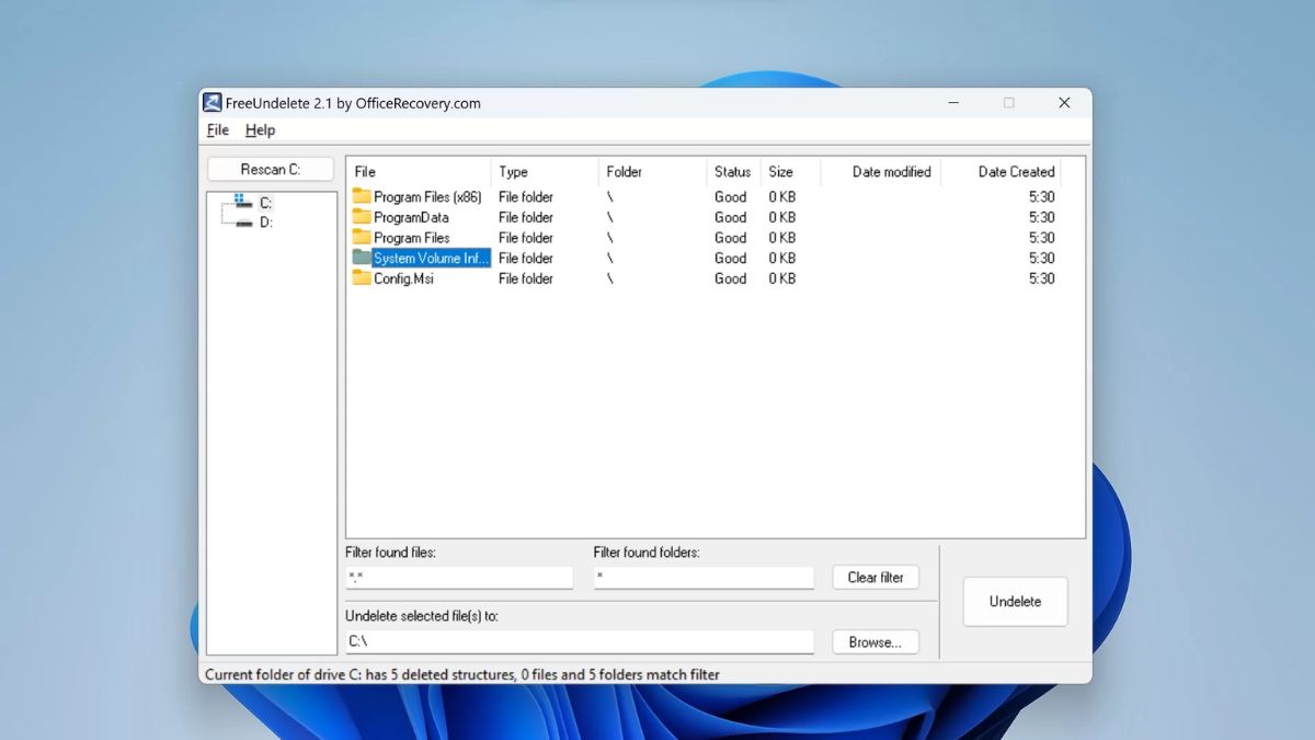 Phần mềm khôi phục dữ liệu ổ cứng FreeUndelete