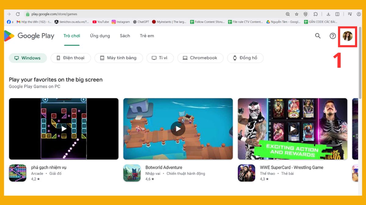 Cách đổi mã quà tặng Google Play trên máy tính - bước 1