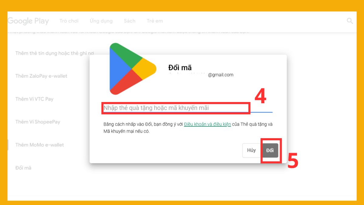 Cách đổi mã quà tặng Google Play trên máy tính - bước 4