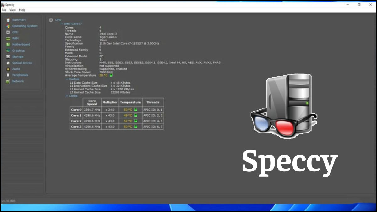 Phần mềm đo nhiệt độ CPU máy tính Speccy