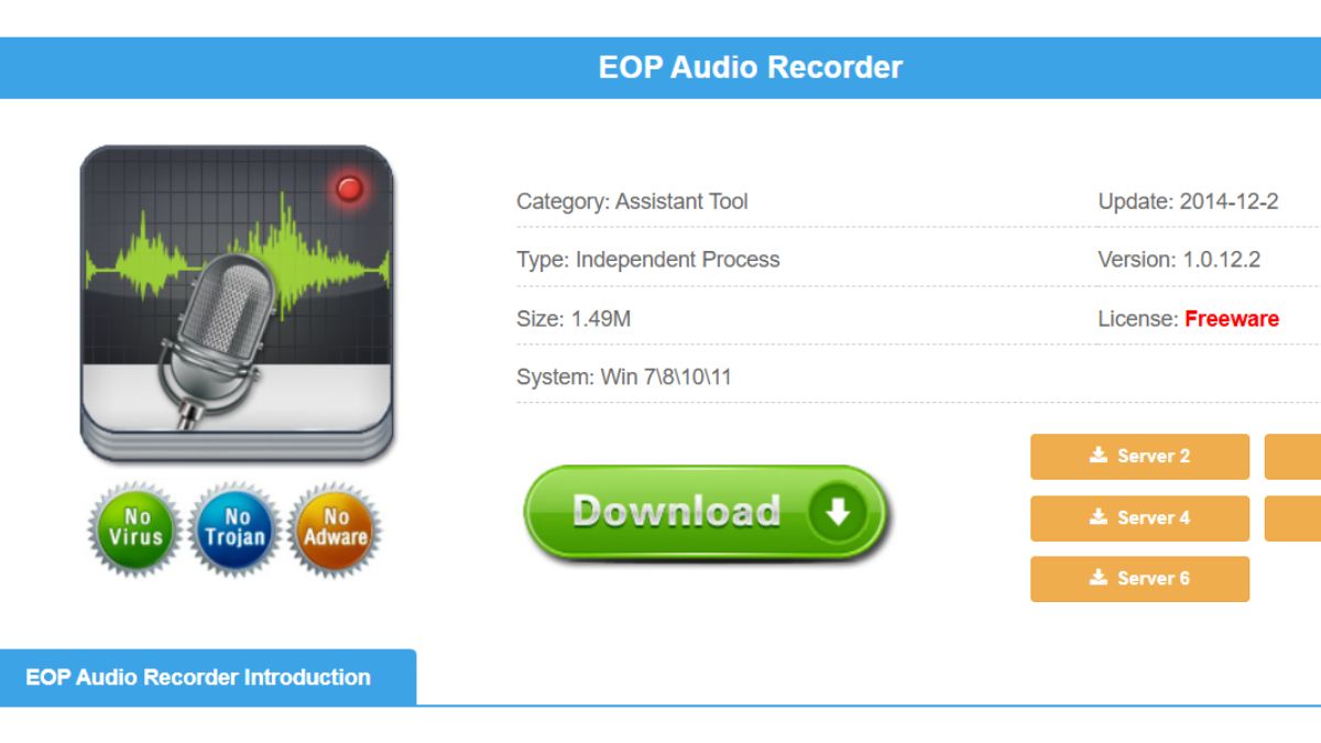 Phần mềm thu âm trên máy tính EOP Audio Recorder
