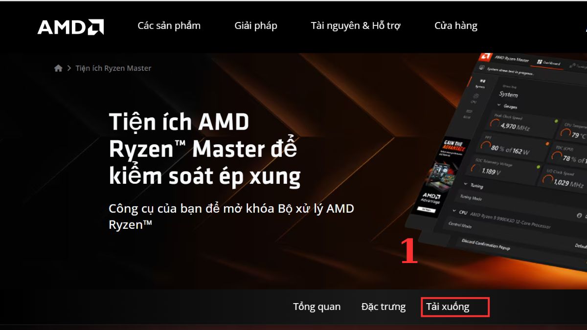 Bật PBO bằng phần mềm AMD Ryzen Master - bước 1