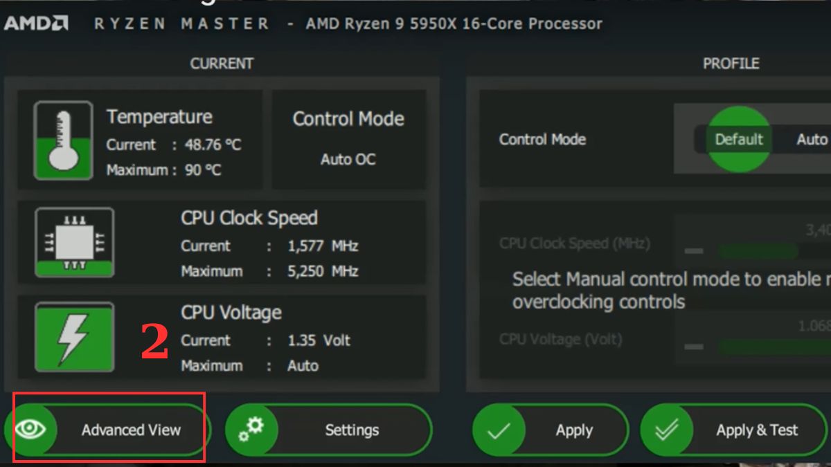 Bật PBO bằng phần mềm AMD Ryzen Master - bước 2