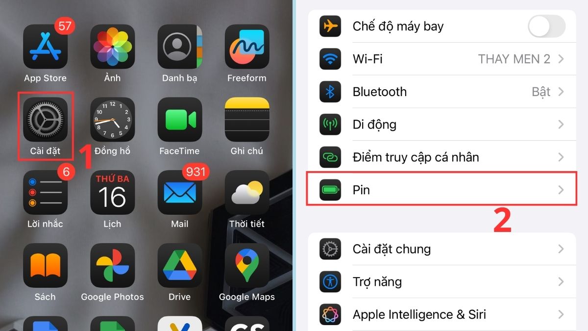 Cách tắt tối ưu hóa sạc pin iPhone 15 trở lên - bước 1