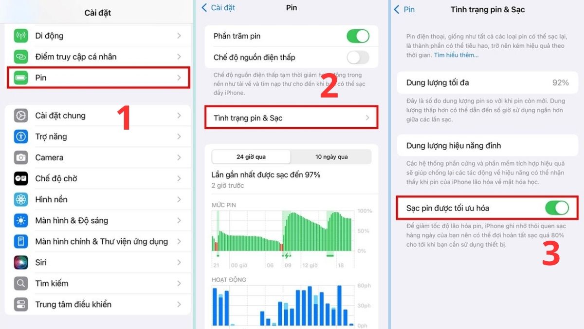 Cách tắt tối ưu hóa sạc pin iPhone 14 trở về trước 