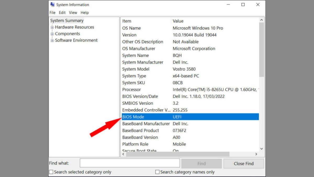 Kiểm tra máy dùng UEFI hay BIOS qua System Information - bước 3