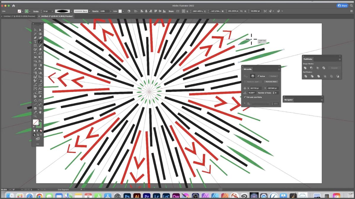 Sử dụng Plugin MirrorMe để vẽ dối xứng trong Illustrator - bước 3