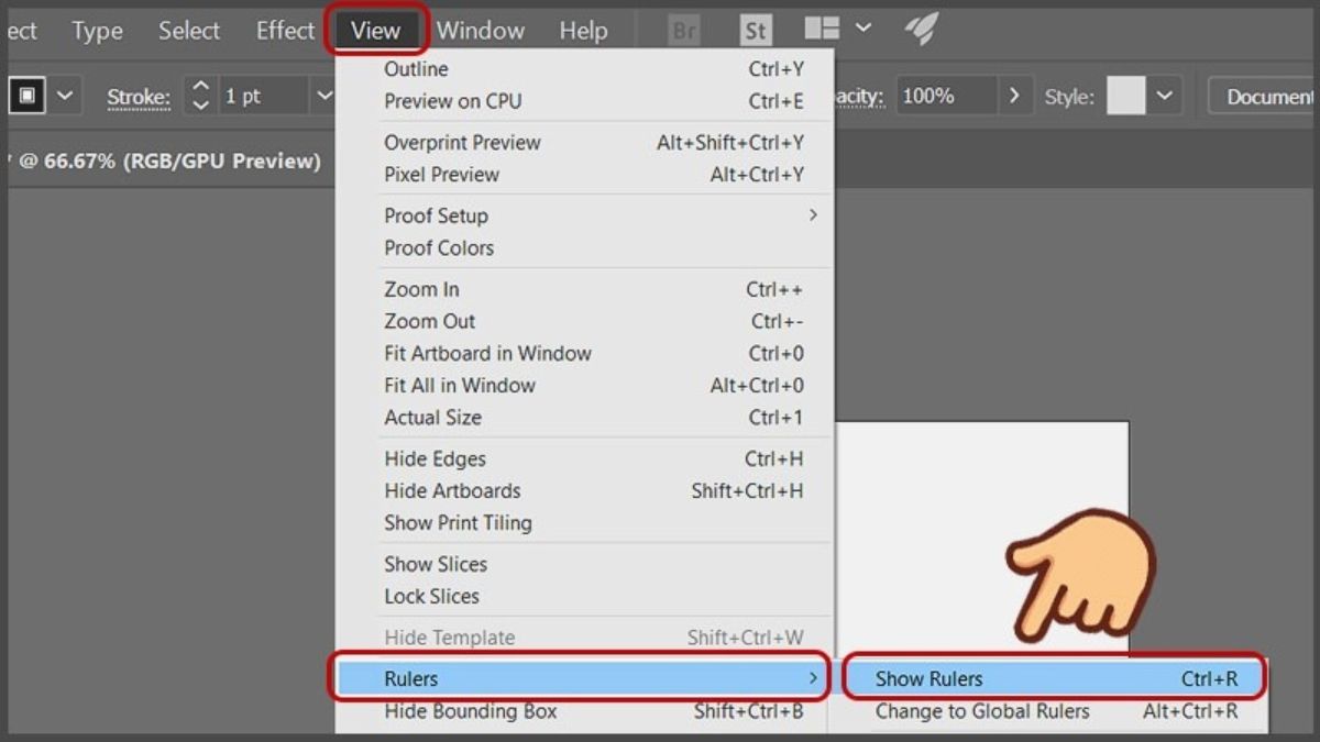 Sử dụng Guide để vẽ đối xứng trong Illustrator - bước 1