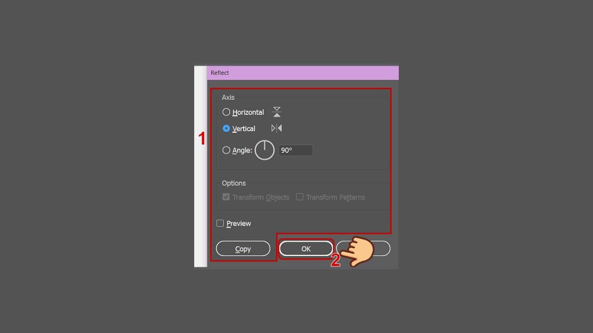 Sử dụng Reflect Tool để vẽ đối xứng trong Illutrator - bước 4