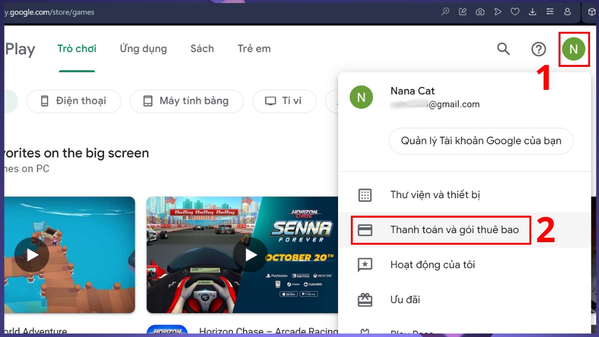 Cách chỉnh sửa phương thức thanh toán - bước 1
