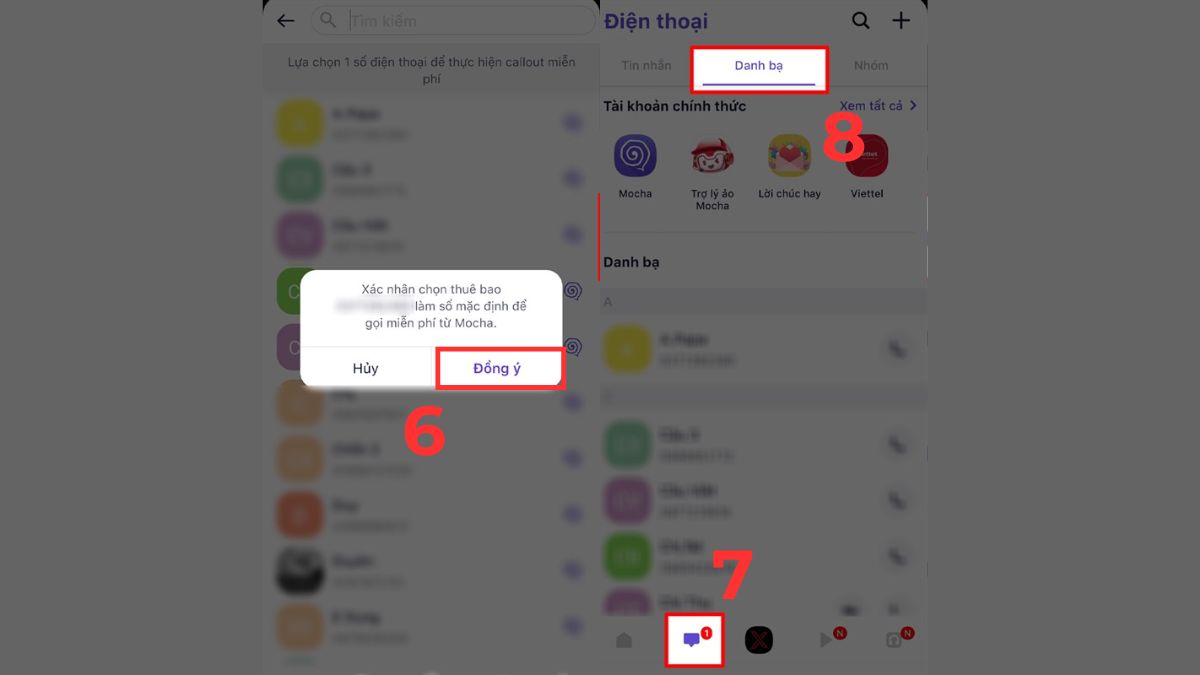 Cách gọi điện thoại không mất tiền Viettel - Dùng Call Out trong Mocha - bước 3