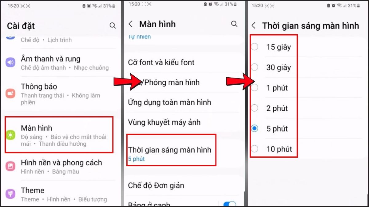 Giảm thời gian hiển thị Adroid để khắc phục tình trạng điện thoại nhanh hết pin