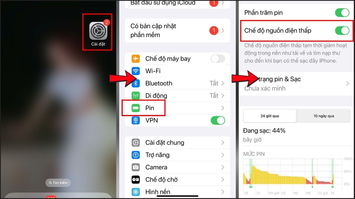 Kích hoạt chế độ tiết kiệm pin iOS để khắc phục tình trạng điện thoại nhanh hết pin