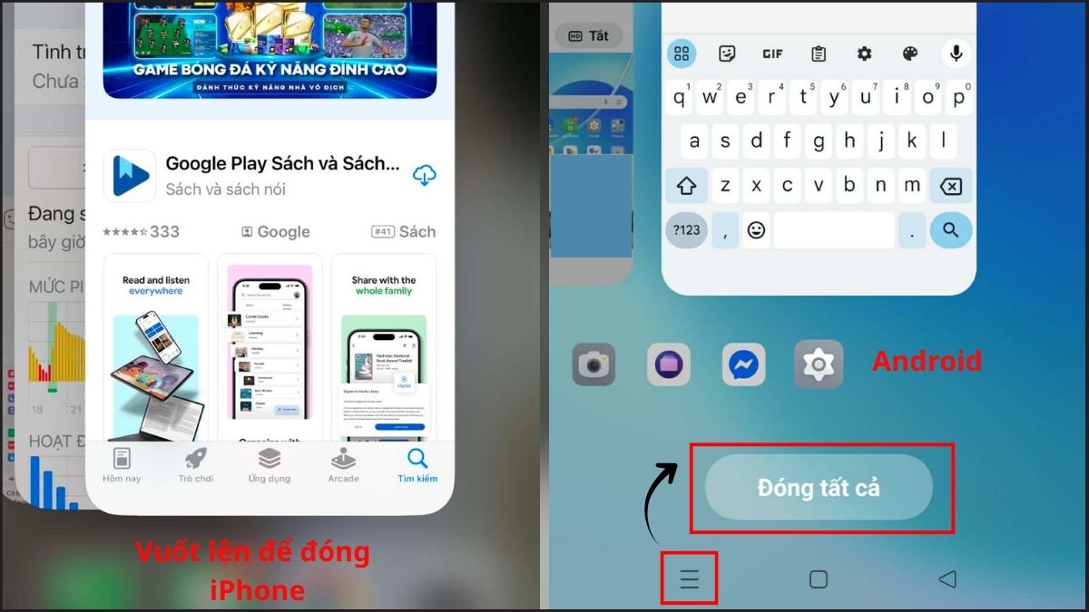 Xóa ứng dụng chạy ngầm để khắc phục tình trạng điện thoại nhanh hết pin