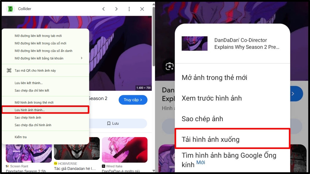 Cách tải hình nền Dandadan đơn giản