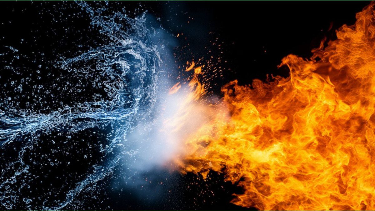 Hình nền ngọn lửa với nước chất lượng cao
