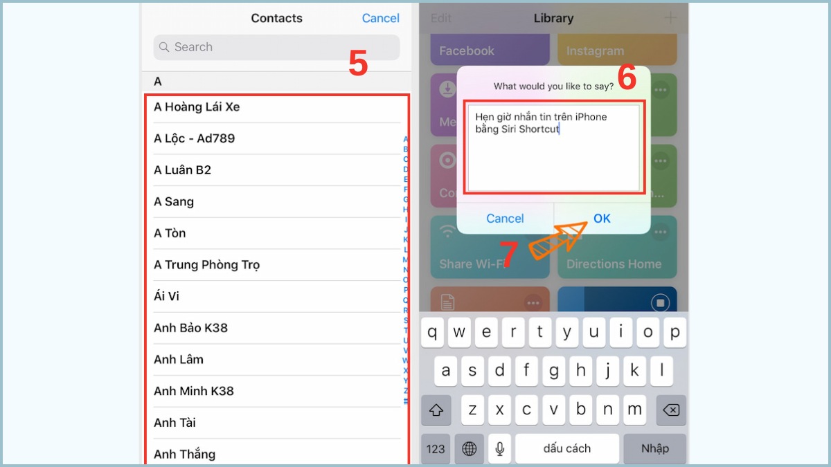 Hẹn giờ gửi tin nhắn trên iPhone bằng Siri Shortcuts iOS 12 - bước 3
