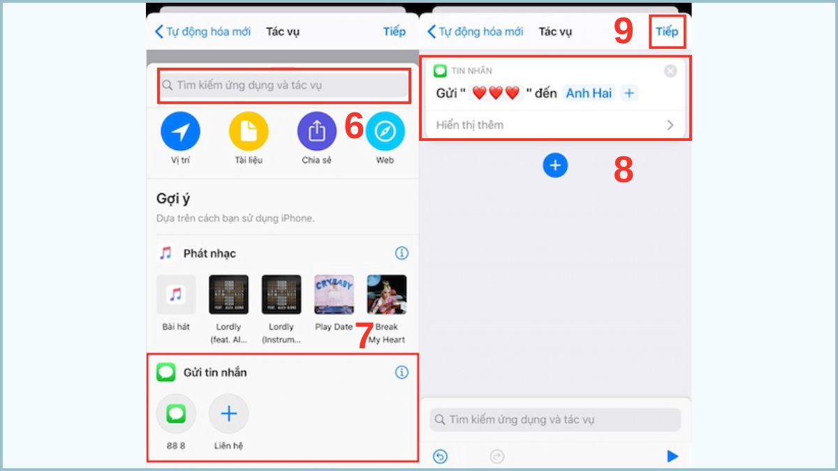 Hẹn giờ gửi tin nhắn trên iPhone bằng phím tắt tự động hóa iOS 13 - bước 3
