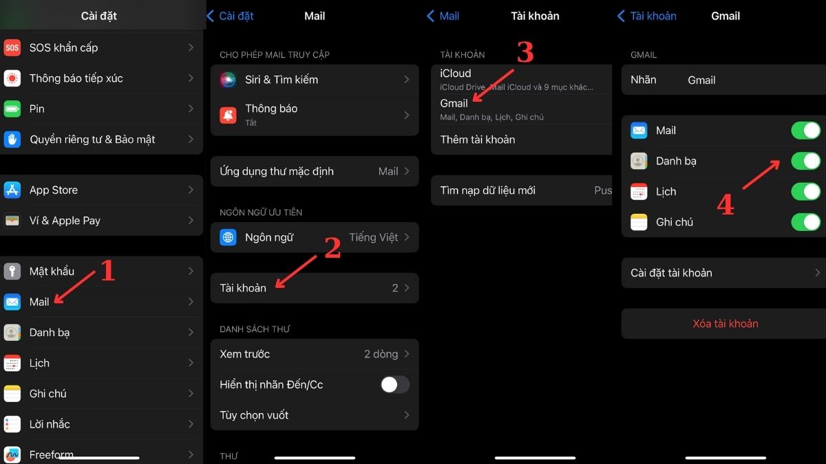 Cách khôi phục danh bạ Gmail trên iPhone - bước 1