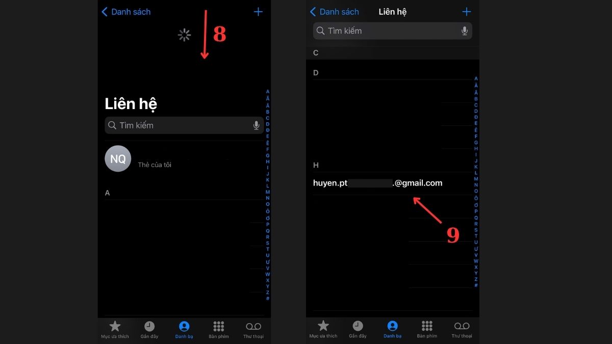 Cách khôi phục danh bạ Gmail trên iPhone - bước 3