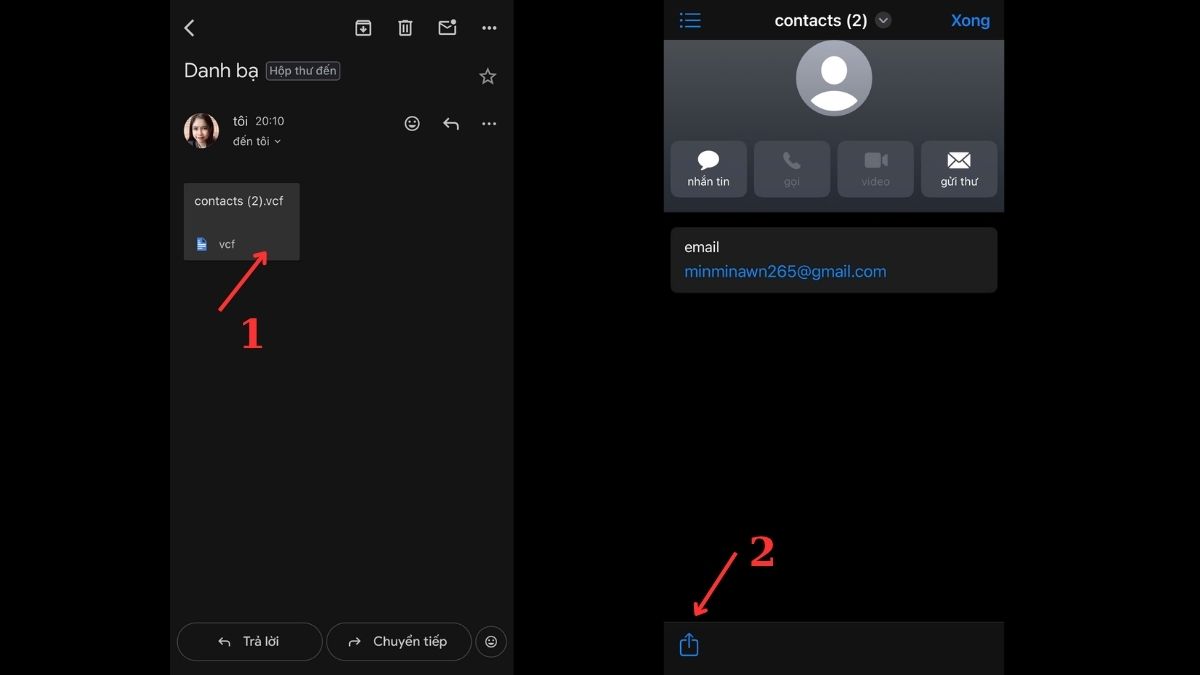 Cách nhập danh bạ Gmail thủ công về iPhone - bước 1