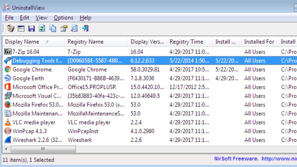 Phần mềm gỡ cài đặt UninstallView