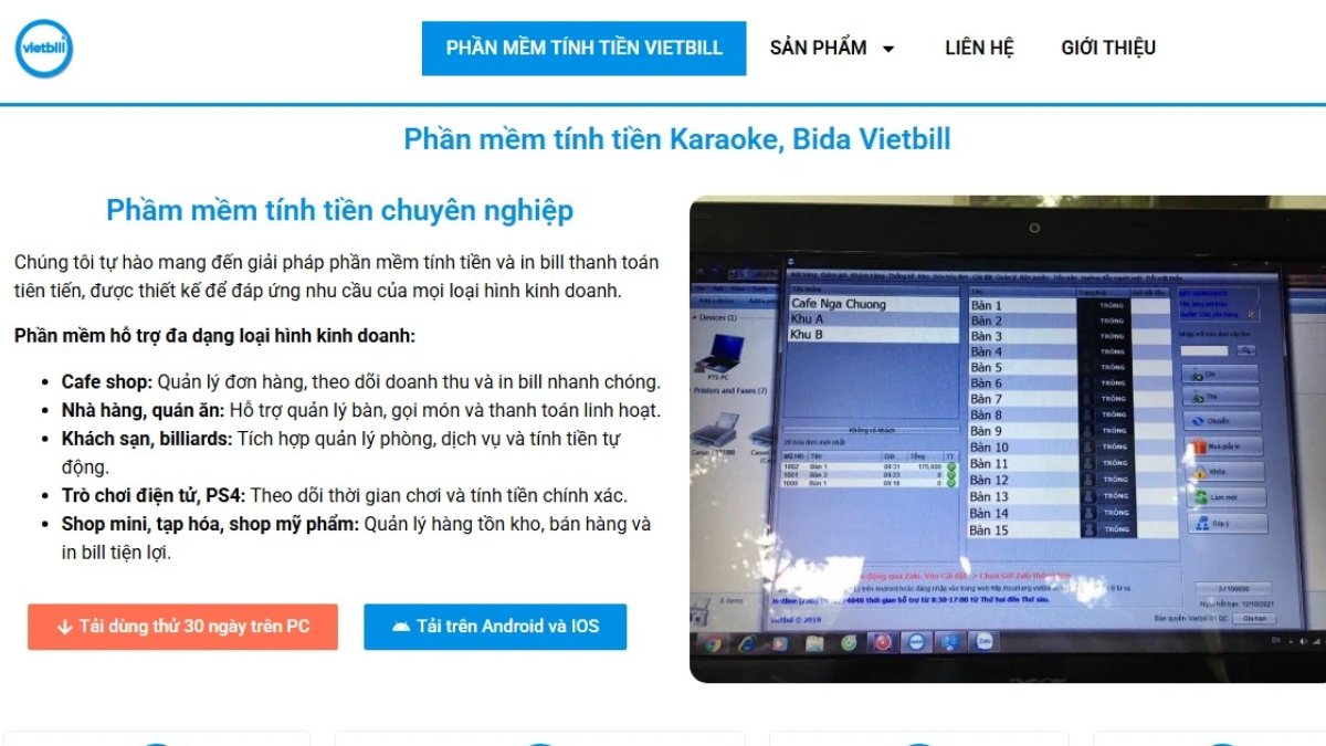 Phần mềm tính tiền VietBill