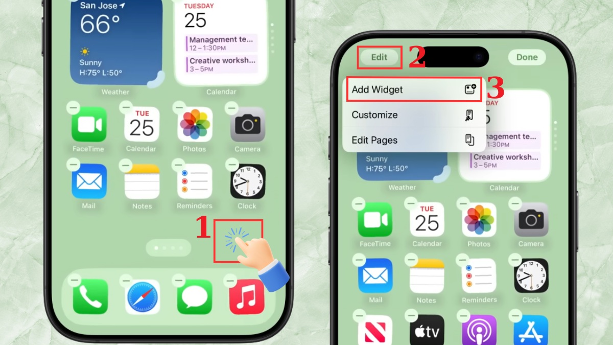 Cách thêm Widget vào màn hình chính iPhone - bước 1