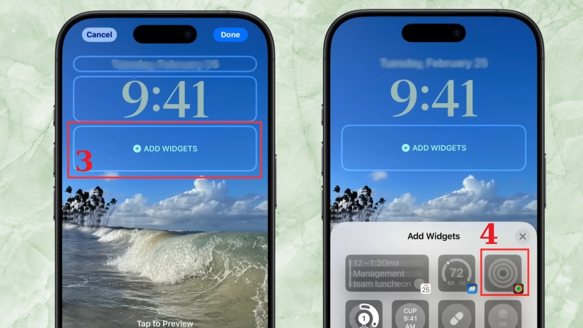 Cách thêm Widget vào màn hình khóa iPhone - bước 2