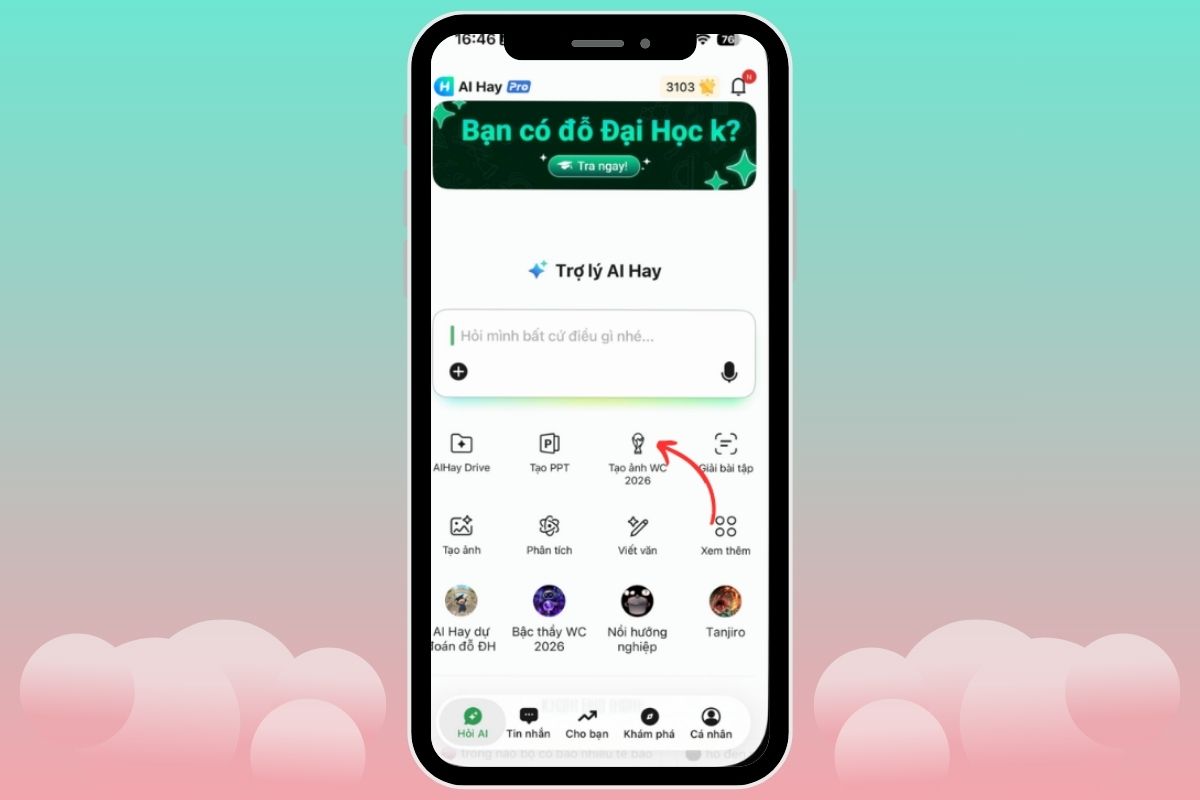 Chọn mục sự kiện