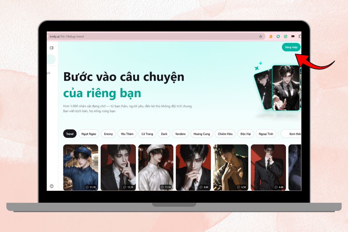Truy cập website Imely