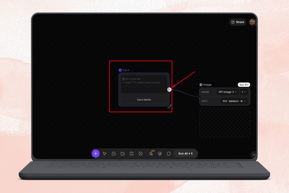Thêm Node và nhập prompt