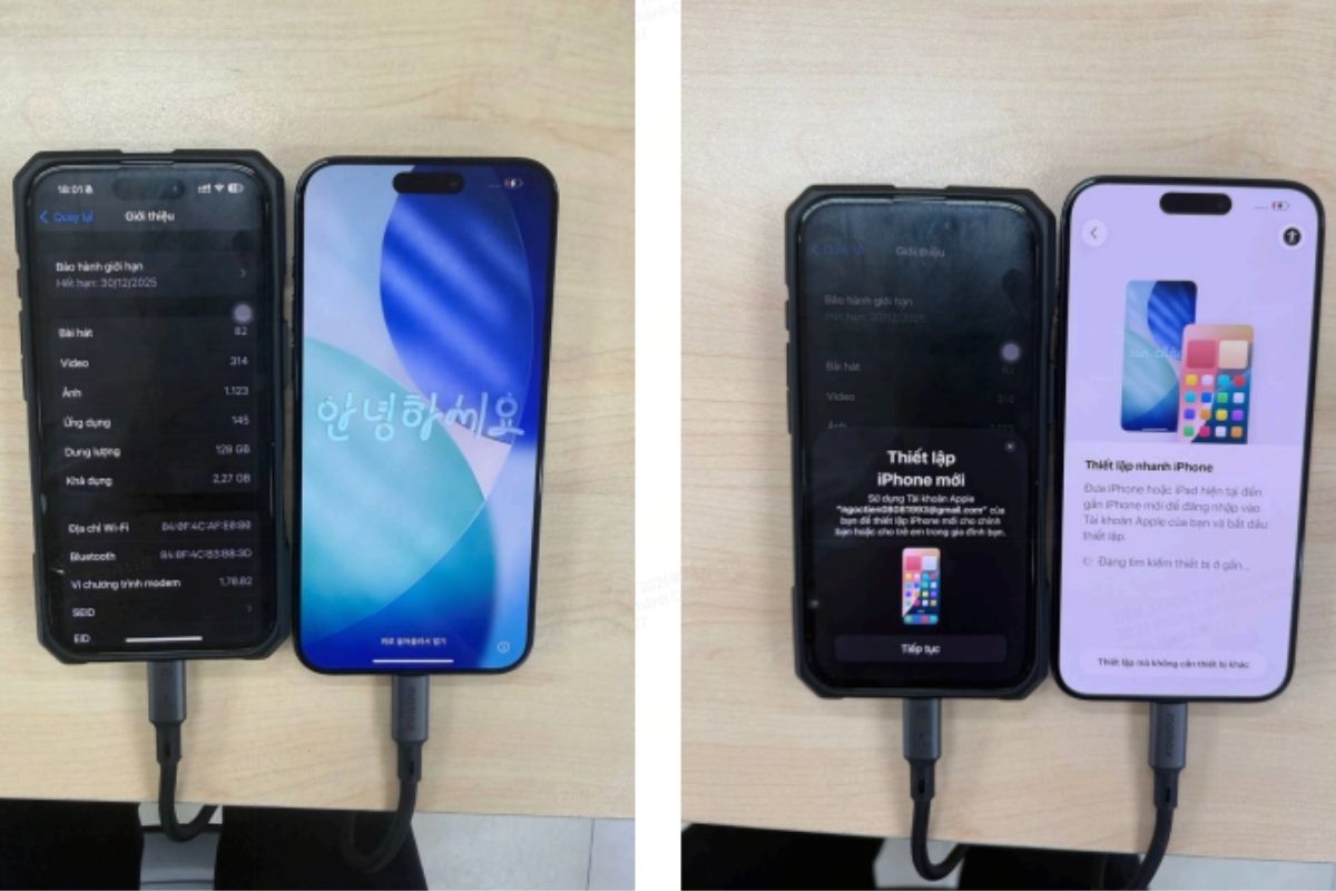 Kết nối hai iPhone bằng cáp USB-C