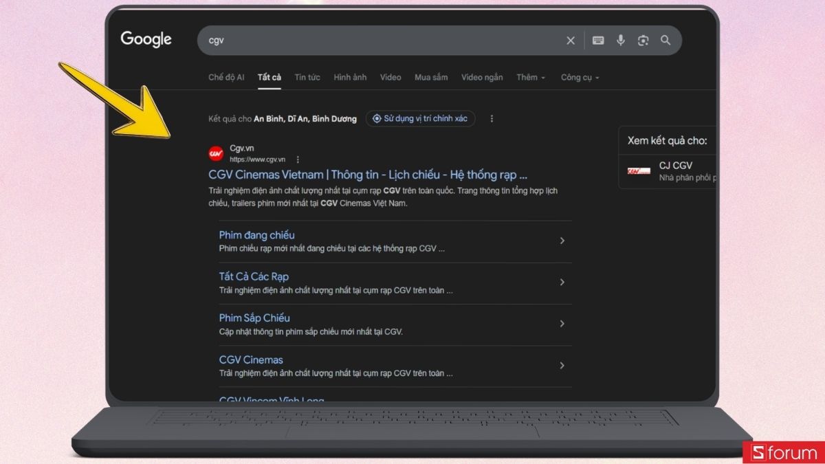tìm kiếm từ khóa cgv