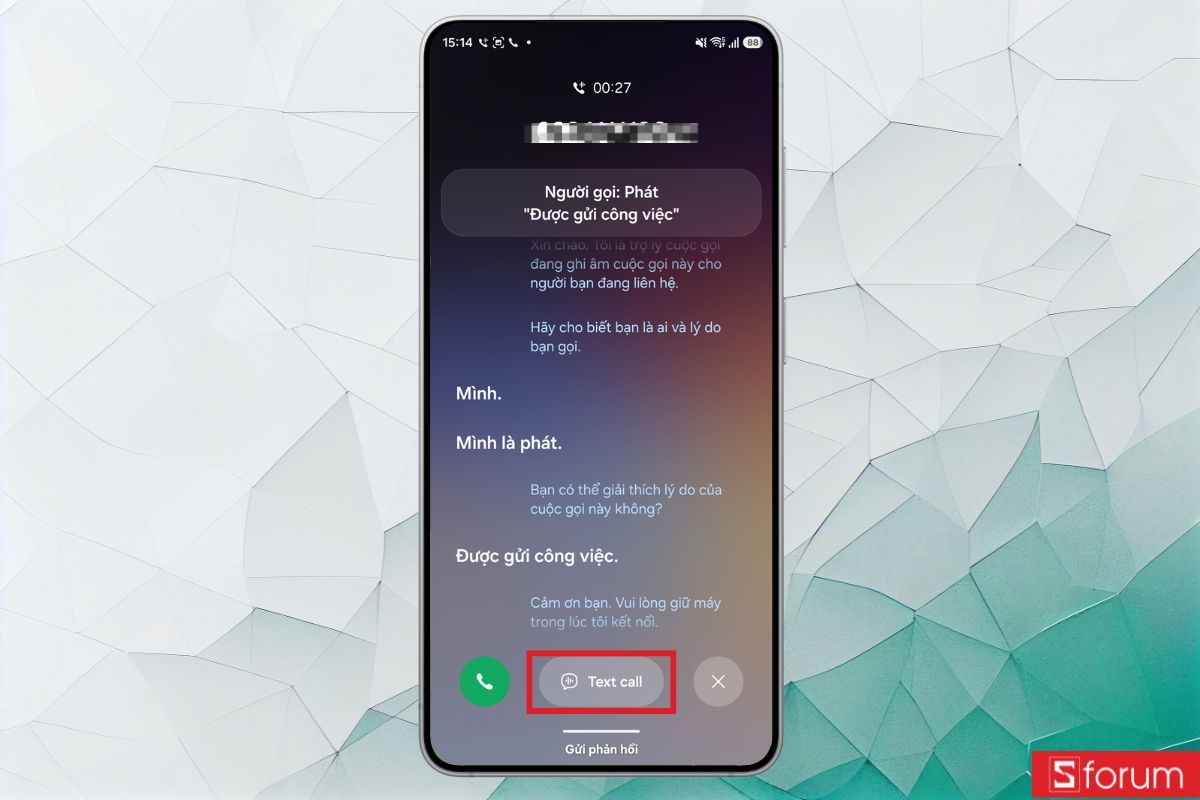 Chọn Text Call