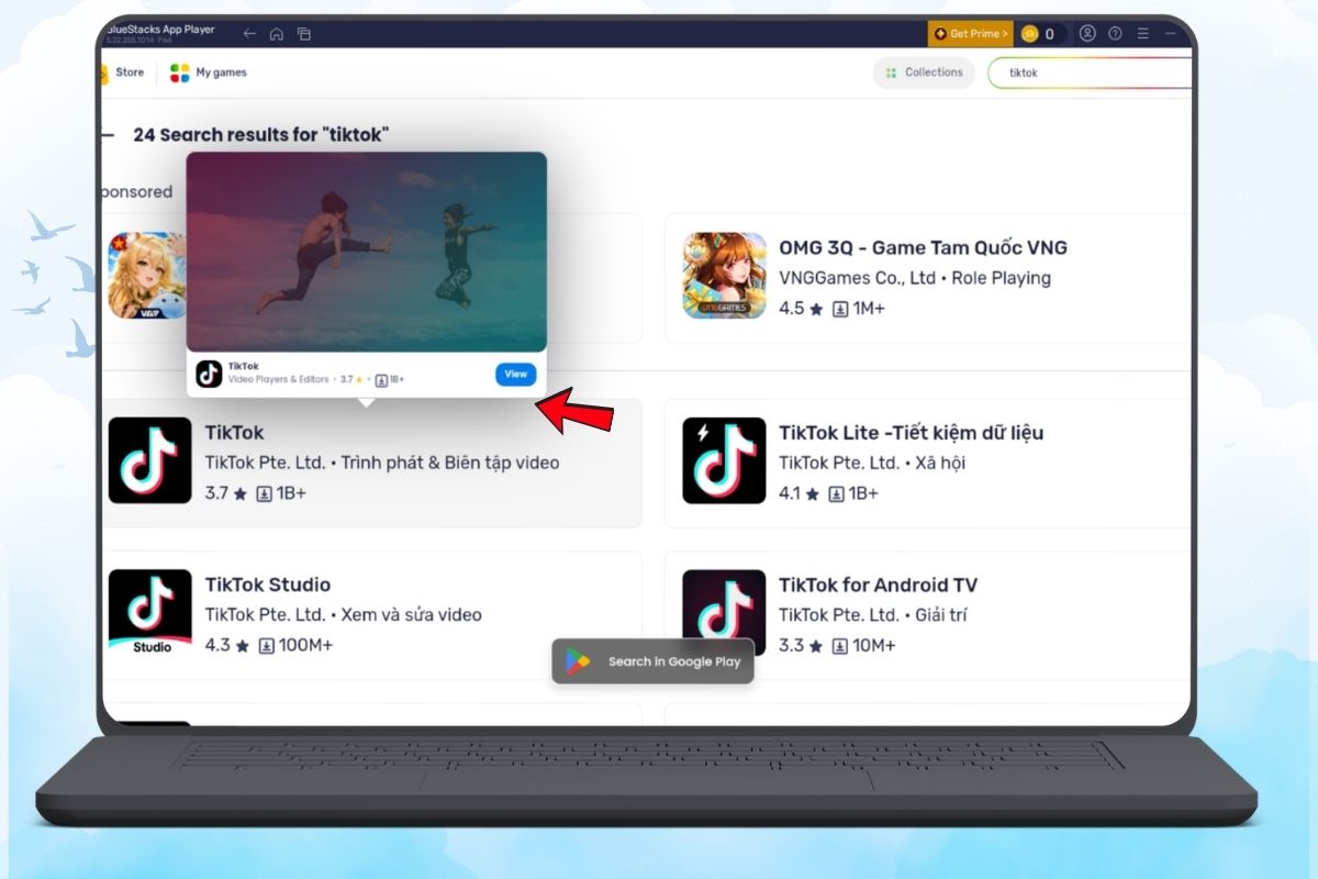 Tìm kiếm ứng dụng TikTok