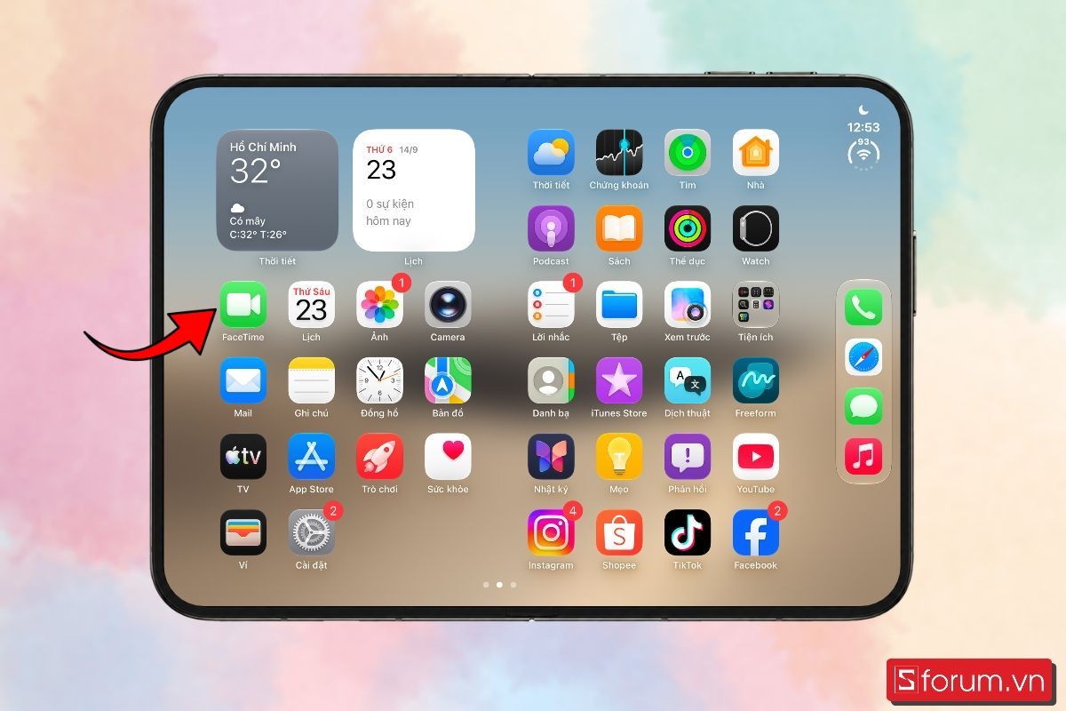 Mở ứng dụng Facetime