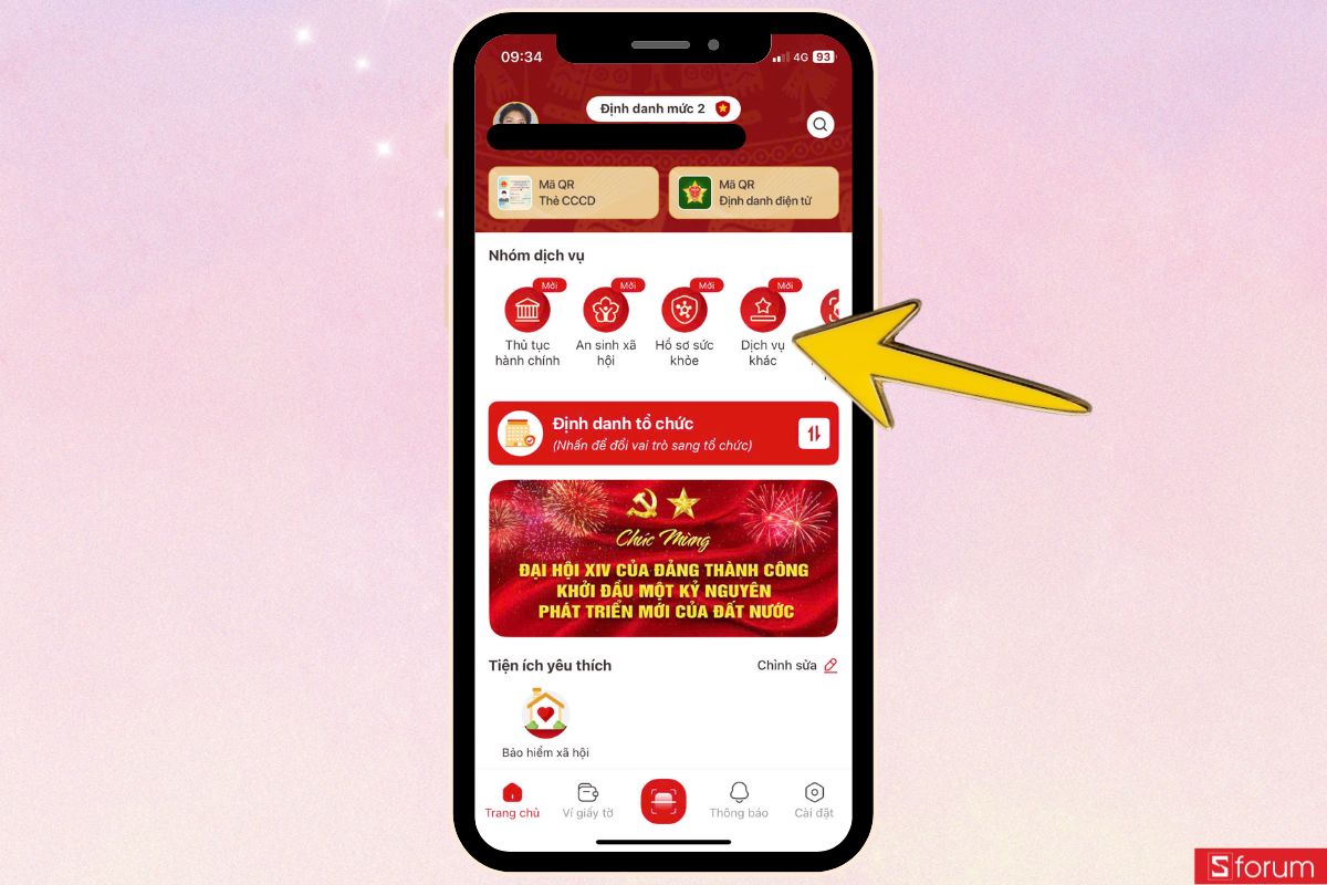 Chọn mục Dịch vụ khác