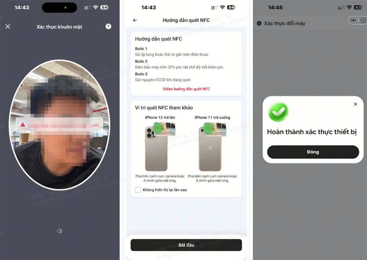 Xác thực khuôn mặt và quét chip NFC