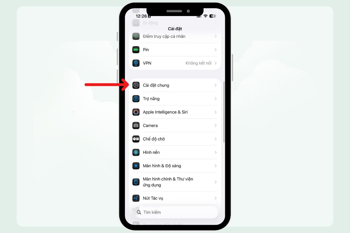 Truy cập Cài đặt Chung