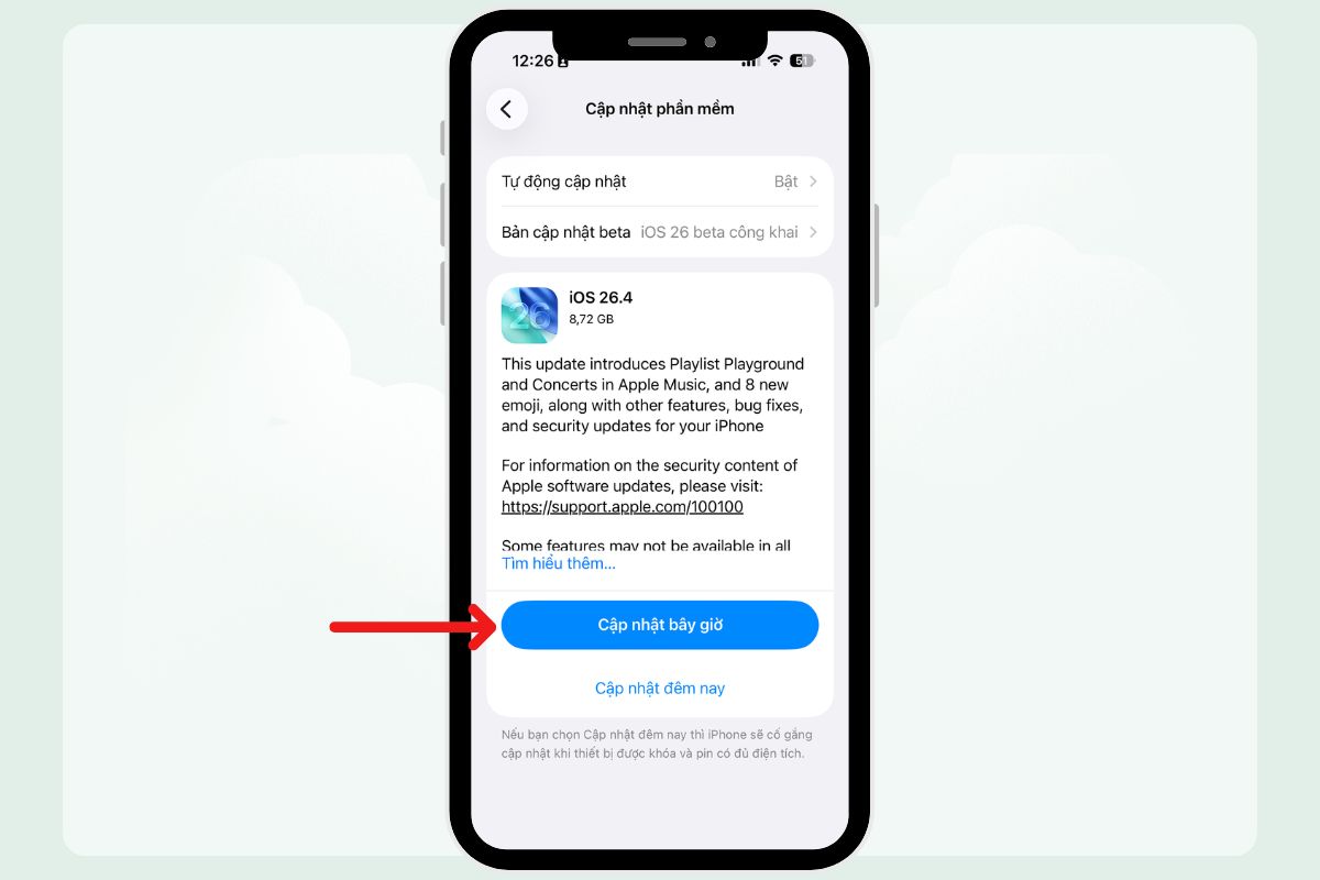 Tải và cài đặt iOS 26.4 RC