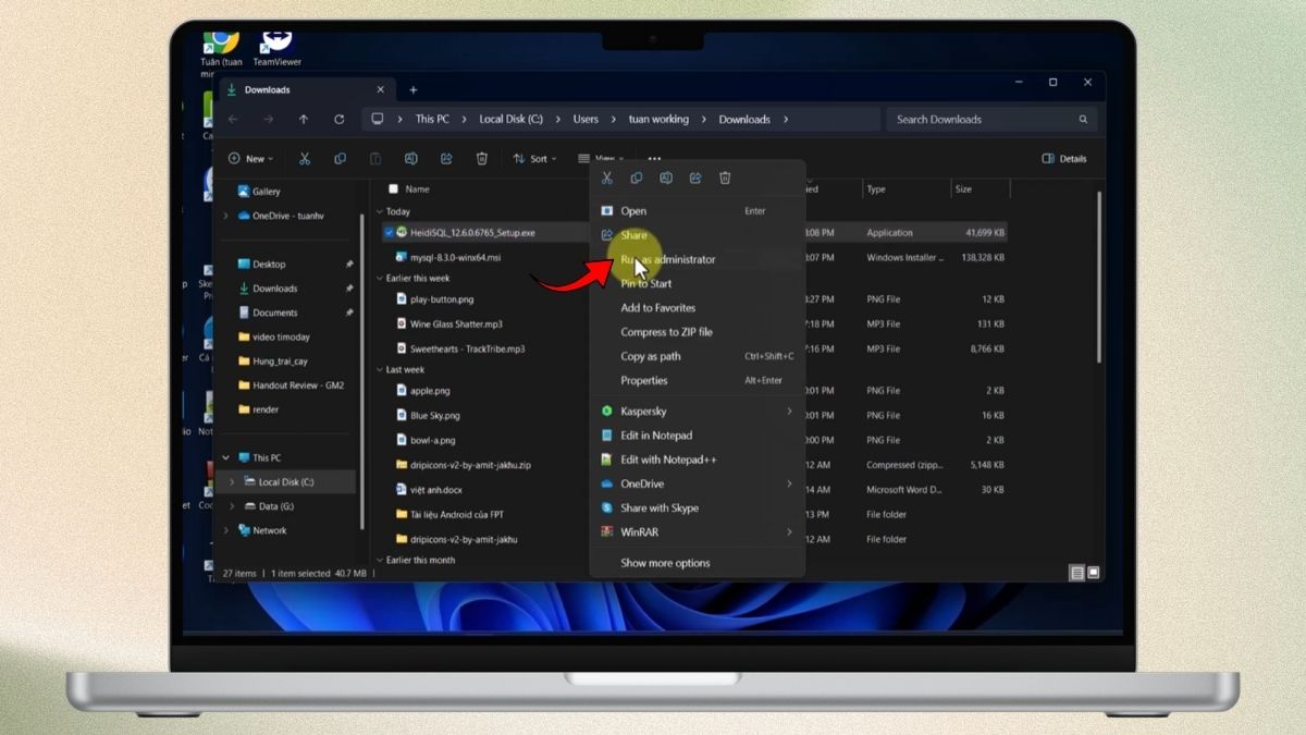 Chạy file cài đặt